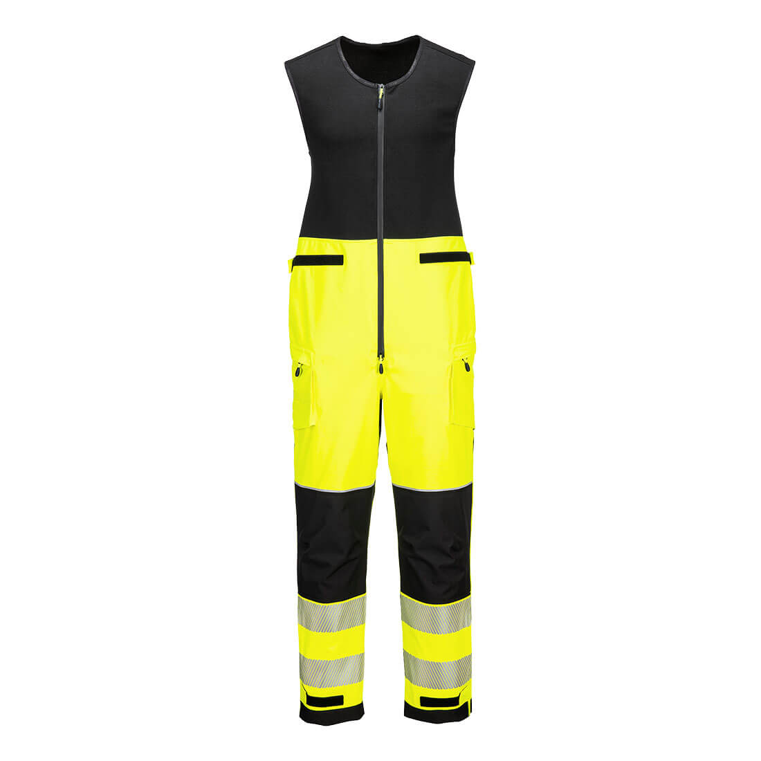 T150 - PW3 Hi-Vis Rain Salopette (3L) Orange/Black Yellow/Black