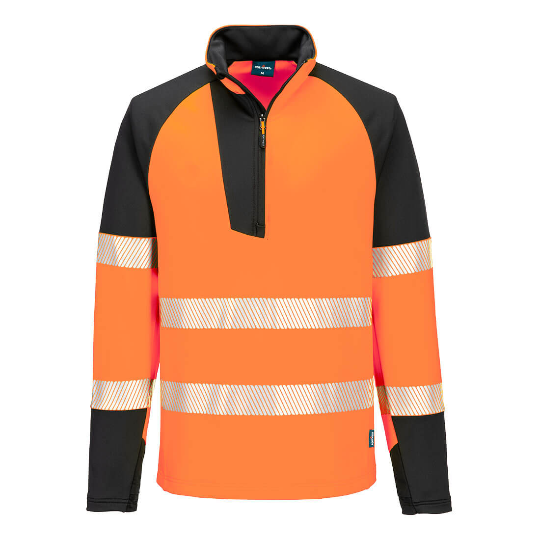 T172 - PW3 Hi-Vis 1/4 Zip Sweatshirt Orange/Black Yellow/Black
