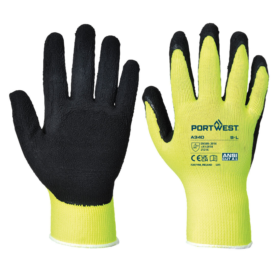 Hi-Vis Grip Glove - Latex  (A340)