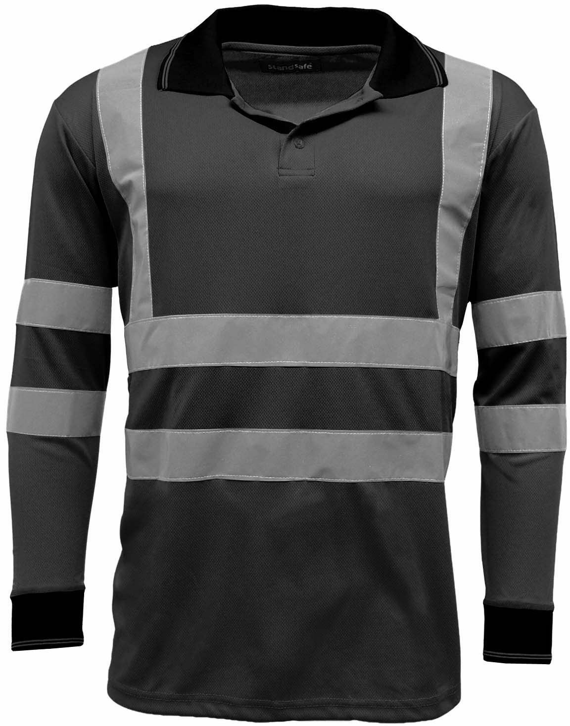 Black Long Sleeve Hi Vis Polo Shirts 