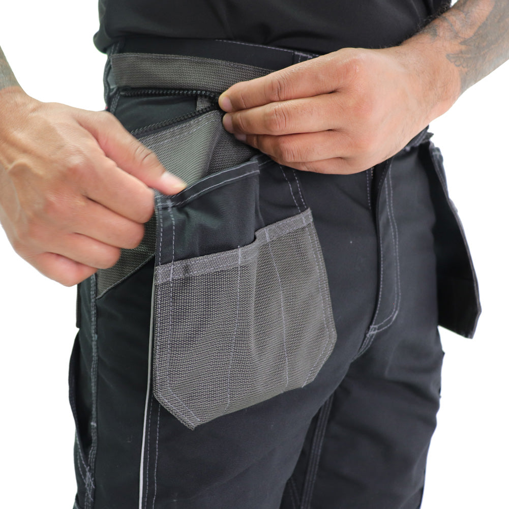 BLACK HOLSTER POCKET CARGO TROUSER SECURE & ROBUST FOR TOOLS AND GEAR (LCPNT224)