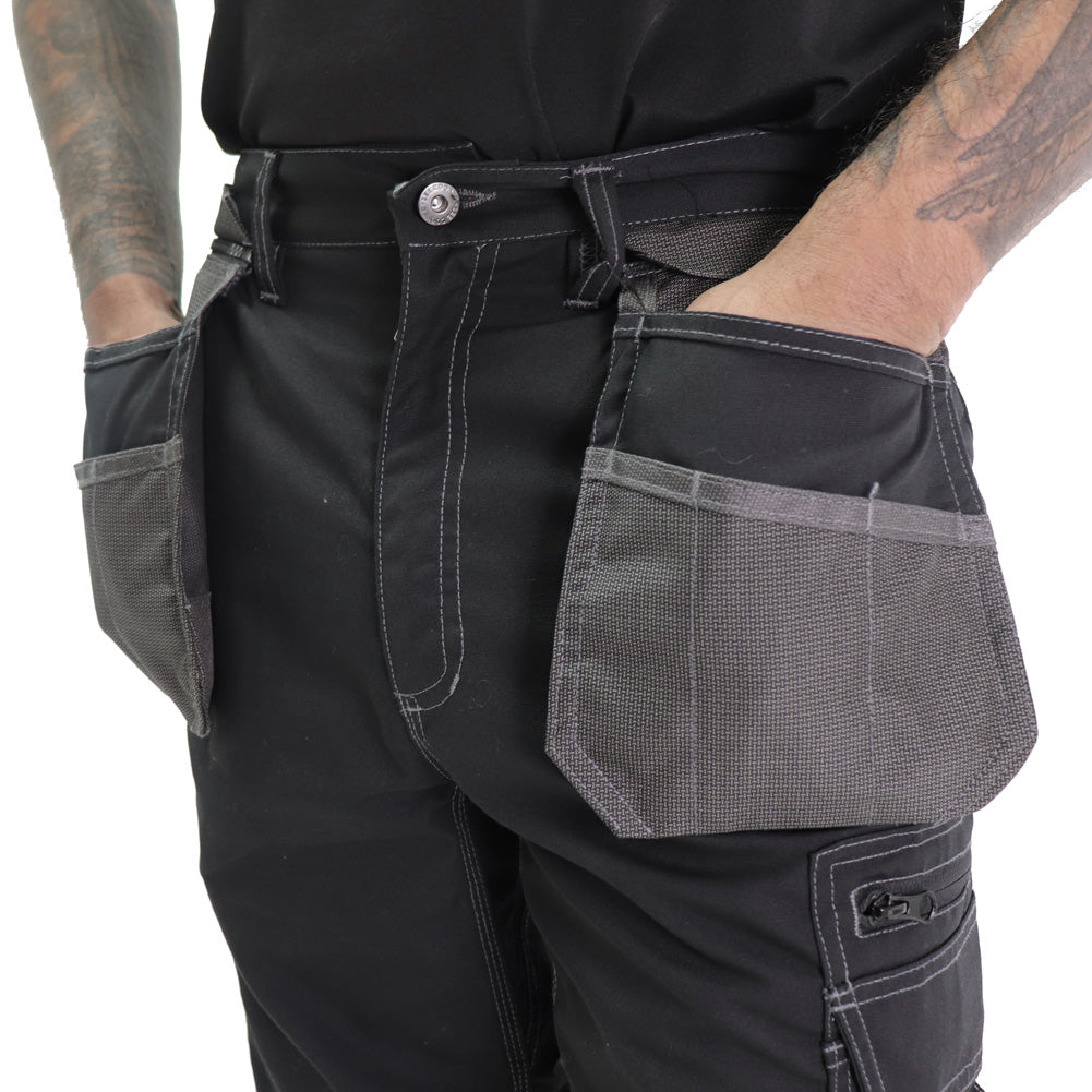 BLACK HOLSTER POCKET CARGO TROUSER SECURE & ROBUST FOR TOOLS AND GEAR (LCPNT224)