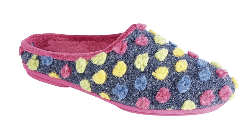 SLEEPERS AMY Spotted Knit Mule Slipper  (LS312M)