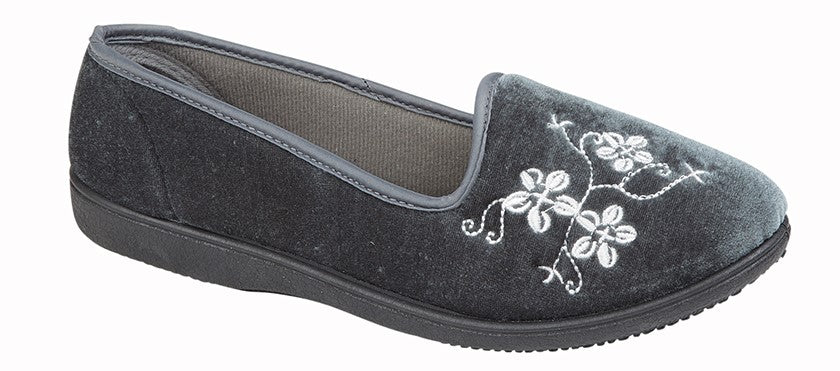 ZEDZZZ JENNY Embroidered Tab Slipper  (LS348F)