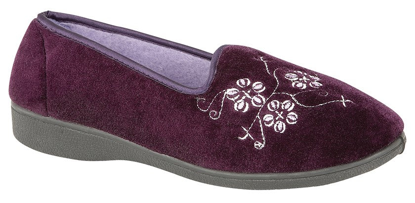 ZEDZZZ JENNY Embroidered Tab Slipper  (LS348P)