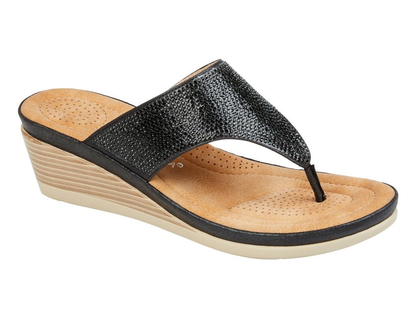 CIPRIATA SANDRA Toe Post Diamonte Wedge Sandal  (L 238A)
