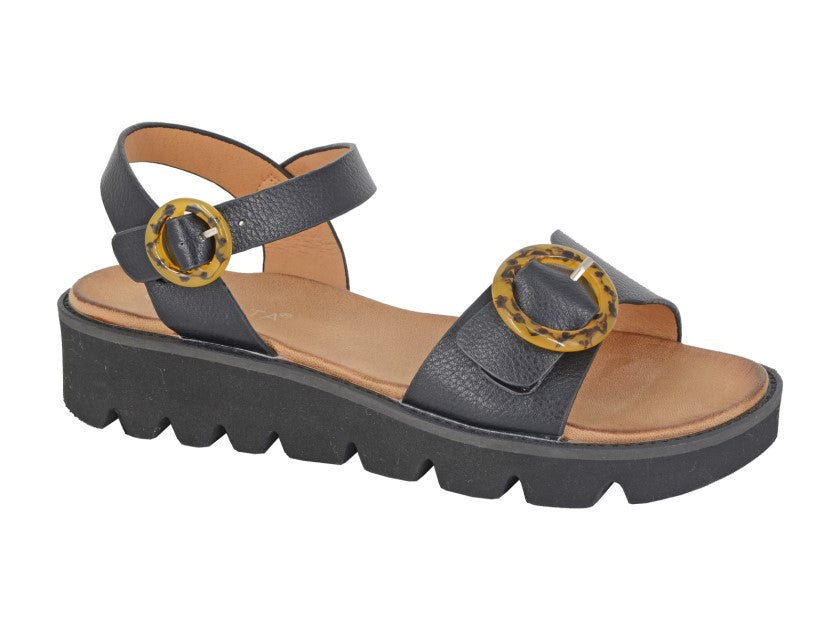 CIPRIATA MIMI Halter Back Twin Buckle Wedge Sandal  (L 282A)