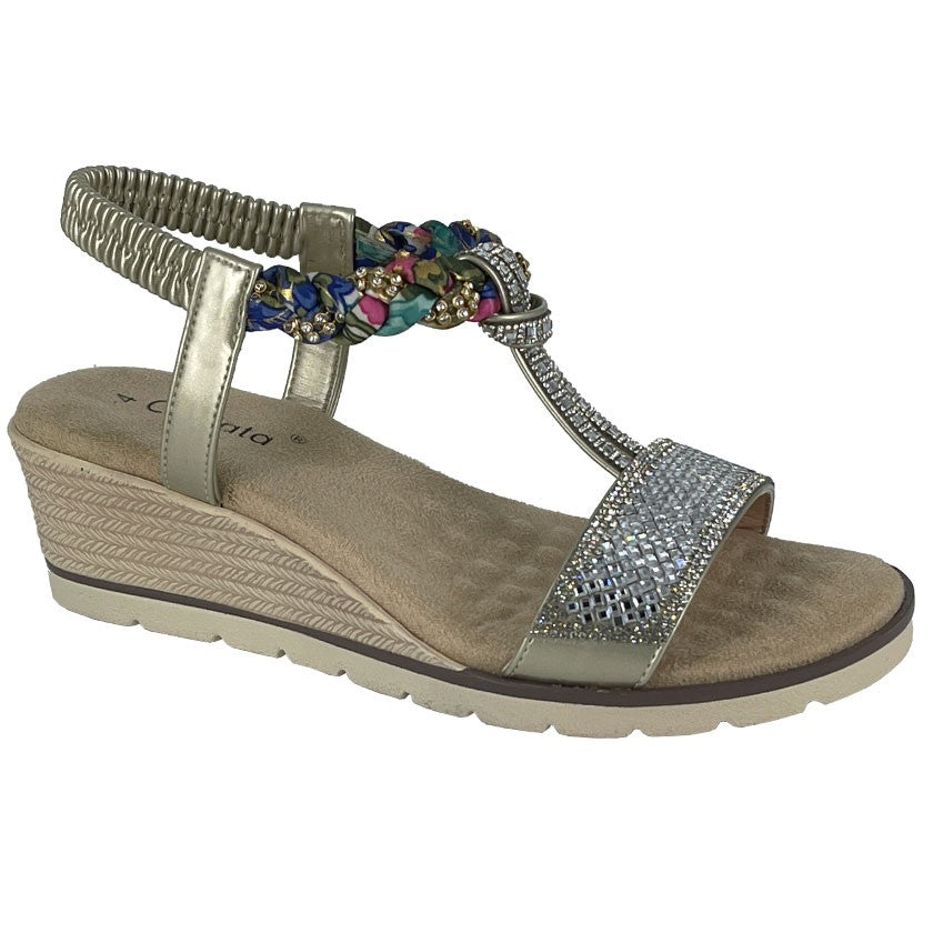 CIPRIATA GILDA Diamante Elasticated Halter Back Sandal  (L 284BG)