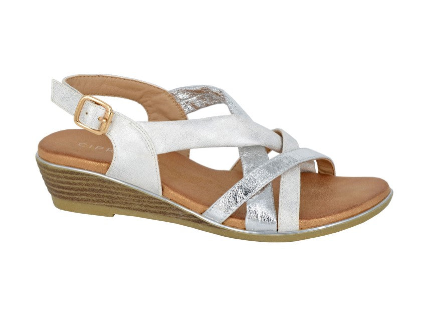 CIPRIATA Two Tone Sling Back Buckle Sandal  (L 469FS)