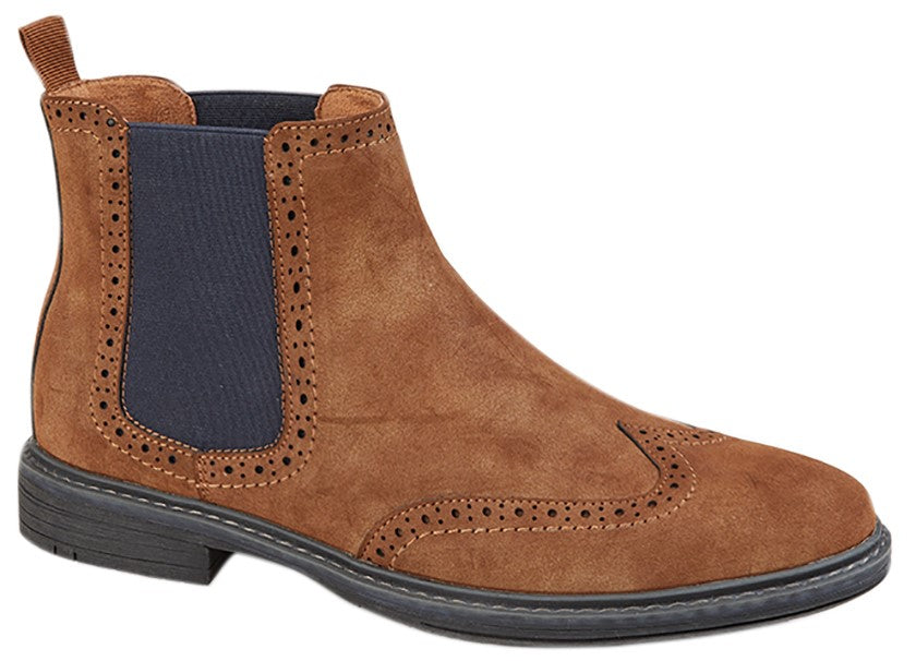 GOOR Twin Gusset Brogue Ankle Boot  (M 051BT)