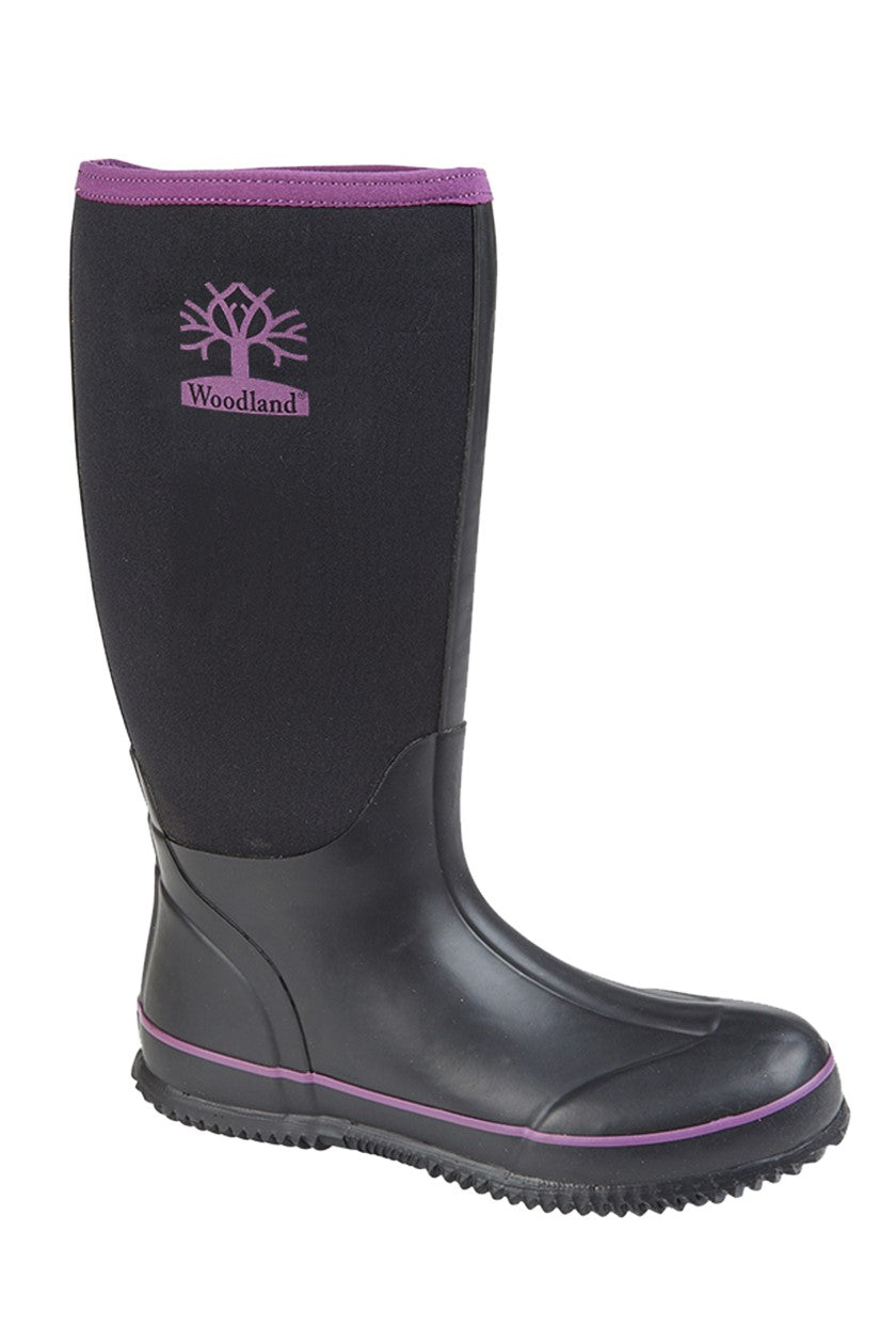 WOODLAND PULL ON PLAIN NEOPRENE Ladies Quality Wellington  (W 395A)