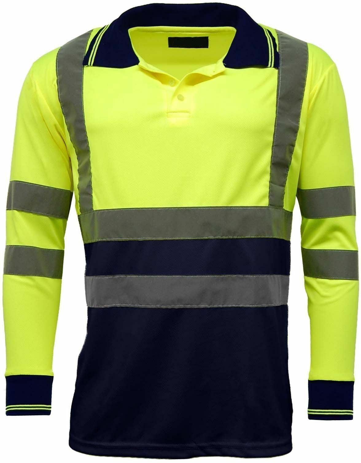 Yellow/Navy Long Sleeve Hi Vis Polo Shirts 