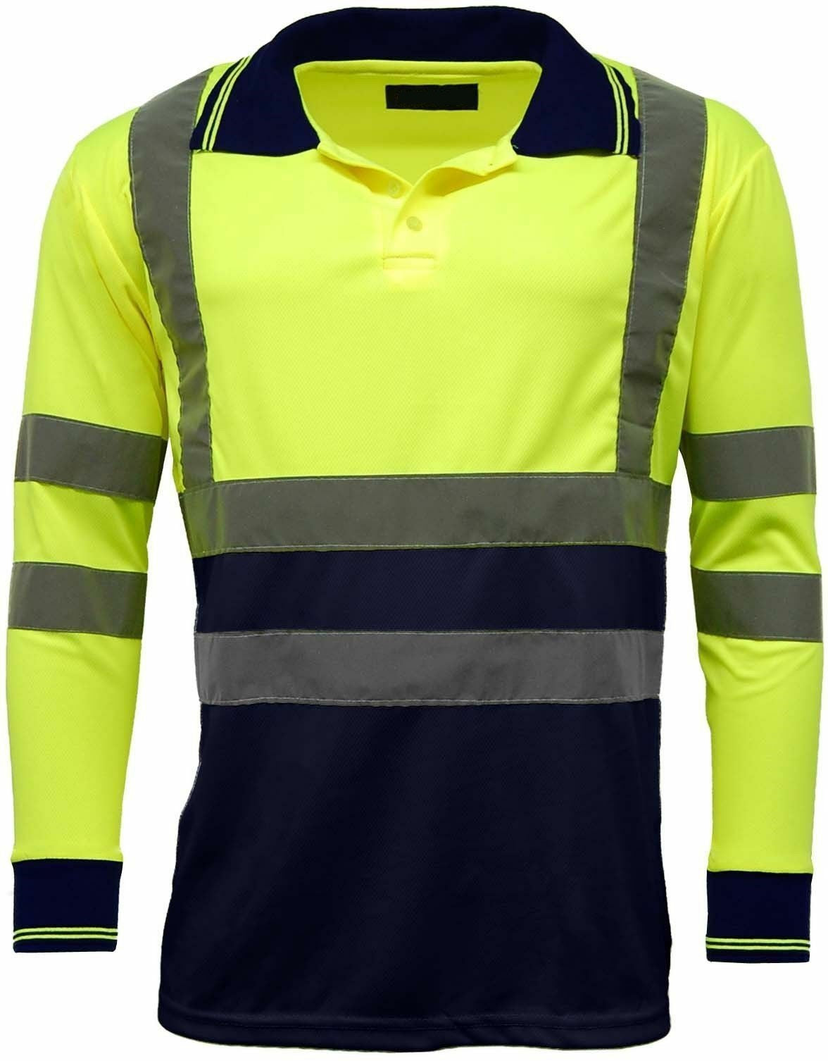 Yellow/Navy Long Sleeve Hi Vis Polo Shirts