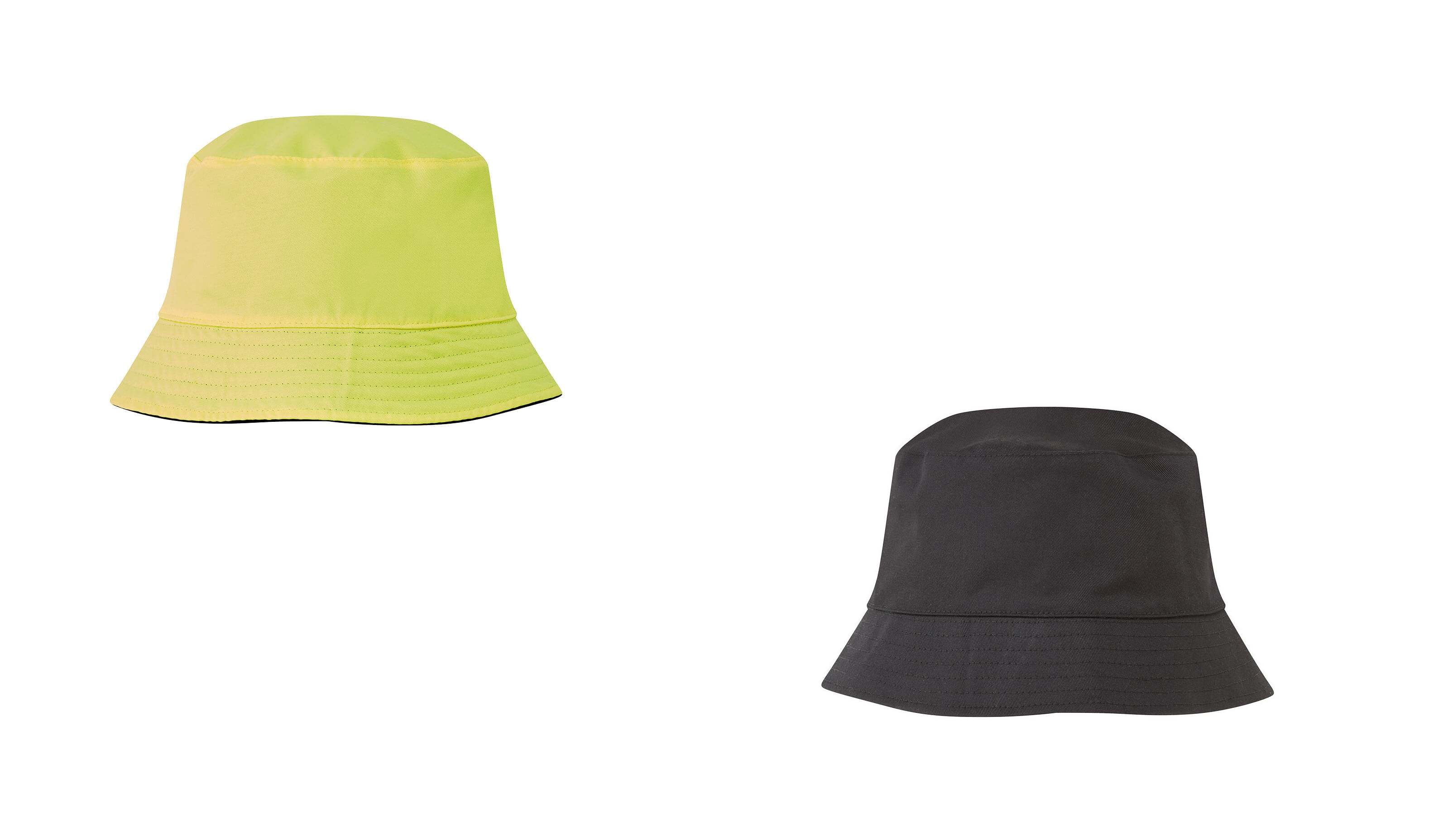 HA23 - Reversible Bucket Hat Black/Yellow, Khaki/Forest Green, Navy/Orange