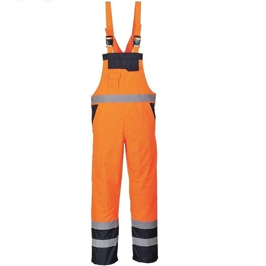 Stormway Men’s Hi Vis Waterproof Bib & Brace Overalls – Contrast Workwear Dungarees for Safety & Comfort