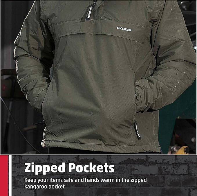 TuffStuff 296 - Sutherland Lined Windbreaker - Waterproof, Windproof & Breathable - Adjustable Hood & Reflective Details - with Fleece Lining & Taped Seams - Lightweight Mens Jacket