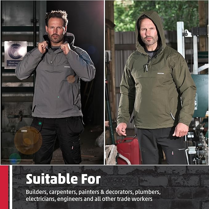 TuffStuff 296 - Sutherland Lined Windbreaker - Waterproof, Windproof & Breathable - Adjustable Hood & Reflective Details - with Fleece Lining & Taped Seams - Lightweight Mens Jacket