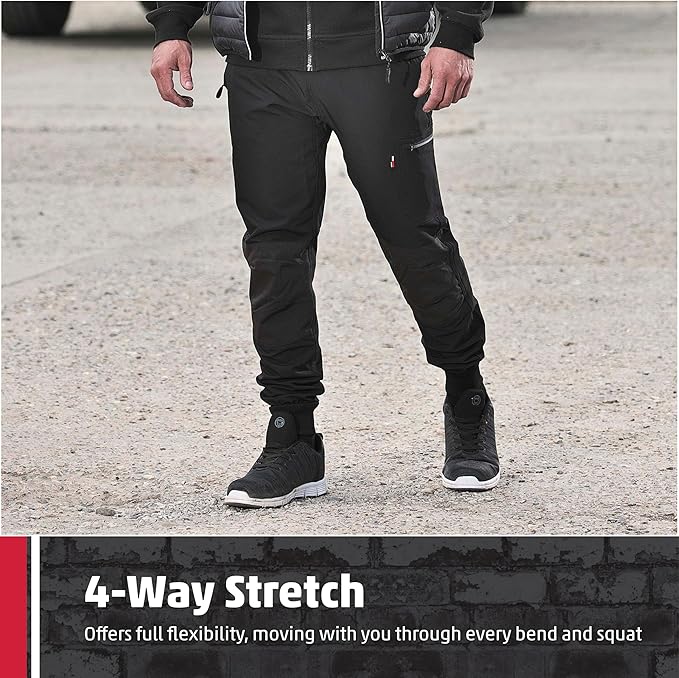 TuffStuff 718- Hyperflex Jogging Bottoms - Slim Fit - Stretchy - Adjustable Waist Band - Zipped Pockets - Mens Work Trousers - Comfortable Trousers for Men