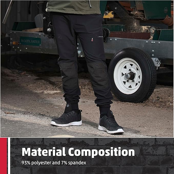 TuffStuff 718- Hyperflex Jogging Bottoms - Slim Fit - Stretchy - Adjustable Waist Band - Zipped Pockets - Mens Work Trousers - Comfortable Trousers for Men