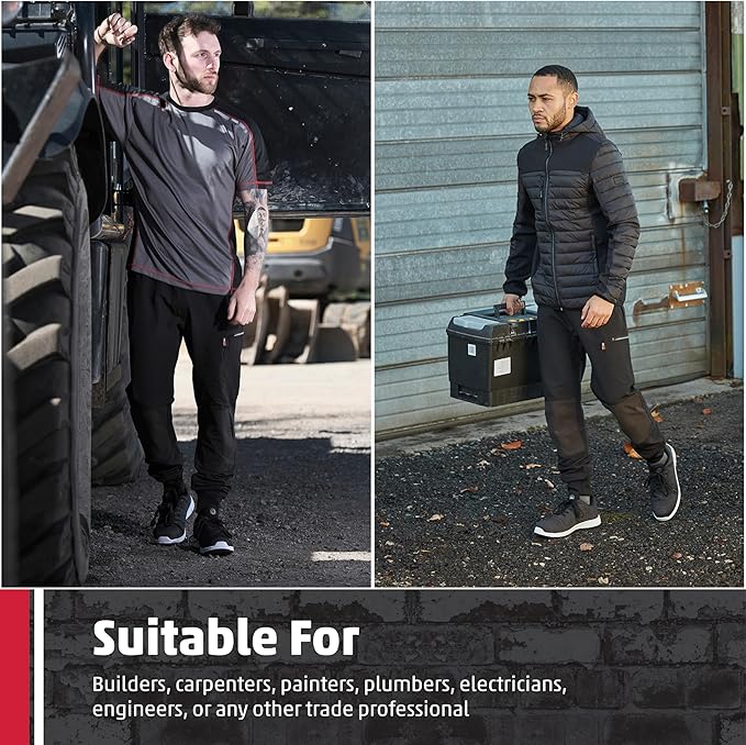 TuffStuff 718- Hyperflex Jogging Bottoms - Slim Fit - Stretchy - Adjustable Waist Band - Zipped Pockets - Mens Work Trousers - Comfortable Trousers for Men