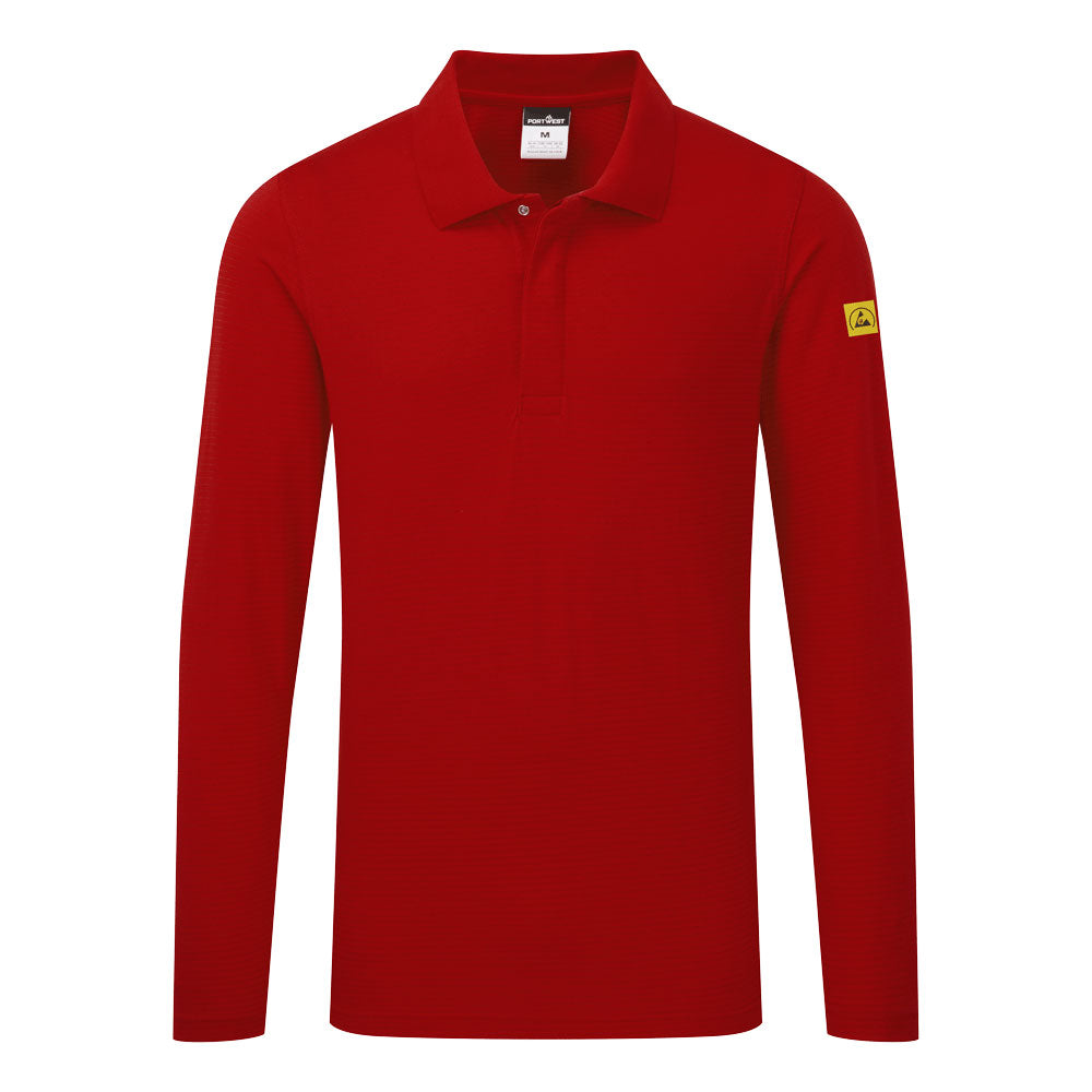 AS23 Anti-Static ESD Long Sleeve Polo Shirt – Lightweight,