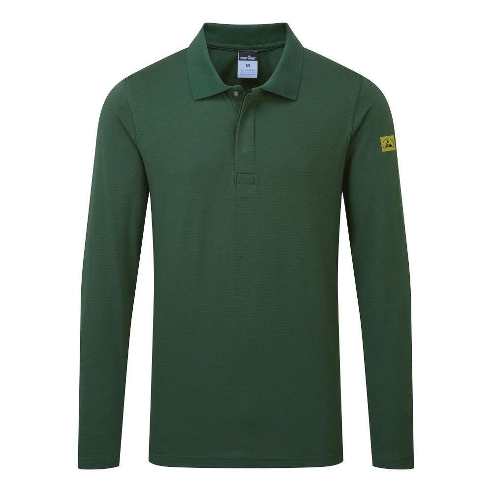 AS23 Anti-Static ESD Long Sleeve Polo Shirt – Lightweight,