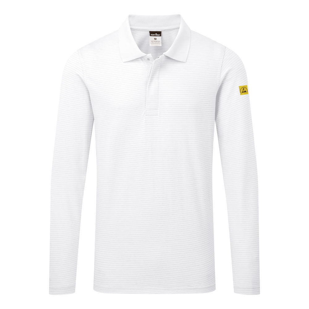 AS23 Anti-Static ESD Long Sleeve Polo Shirt – Lightweight,