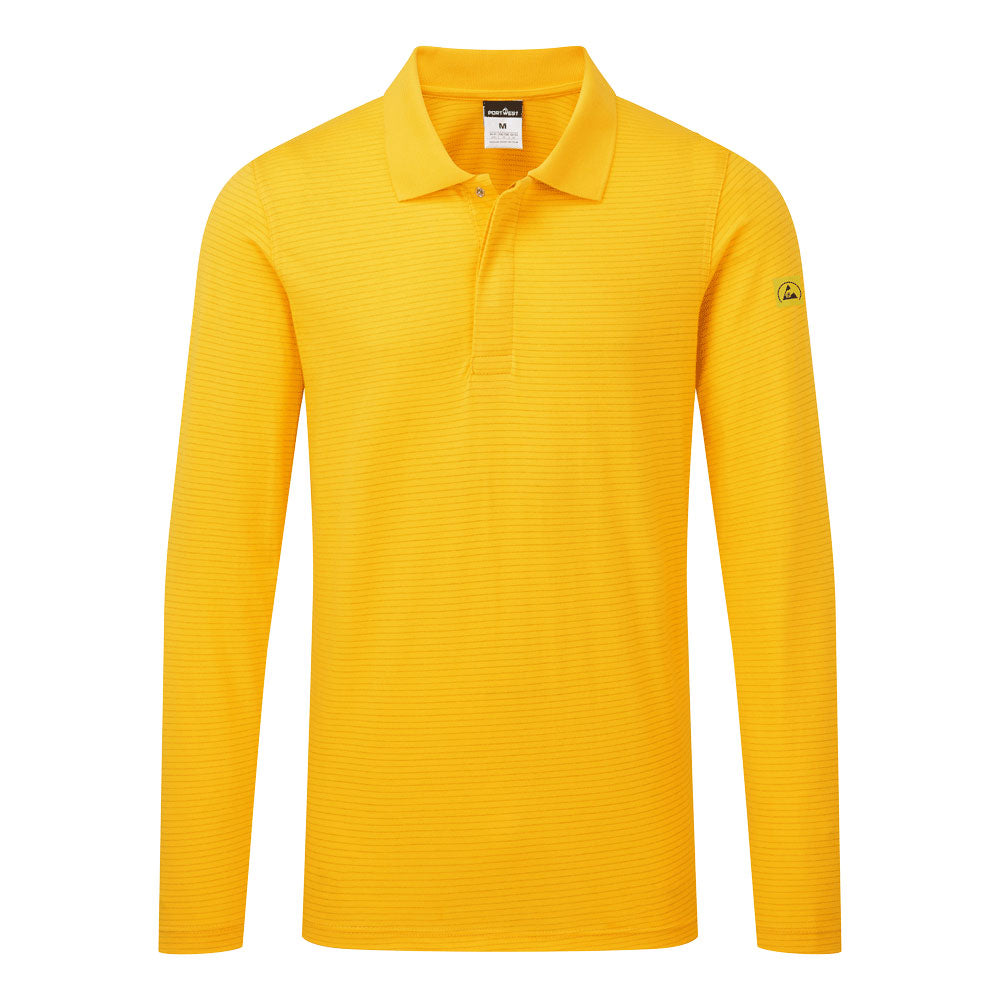 AS23 Anti-Static ESD Long Sleeve Polo Shirt – Lightweight,