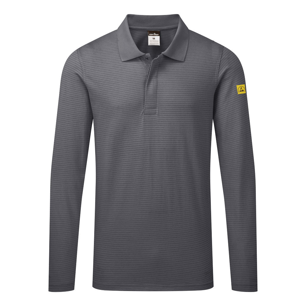 AS23 Anti-Static ESD Long Sleeve Polo Shirt – Lightweight,