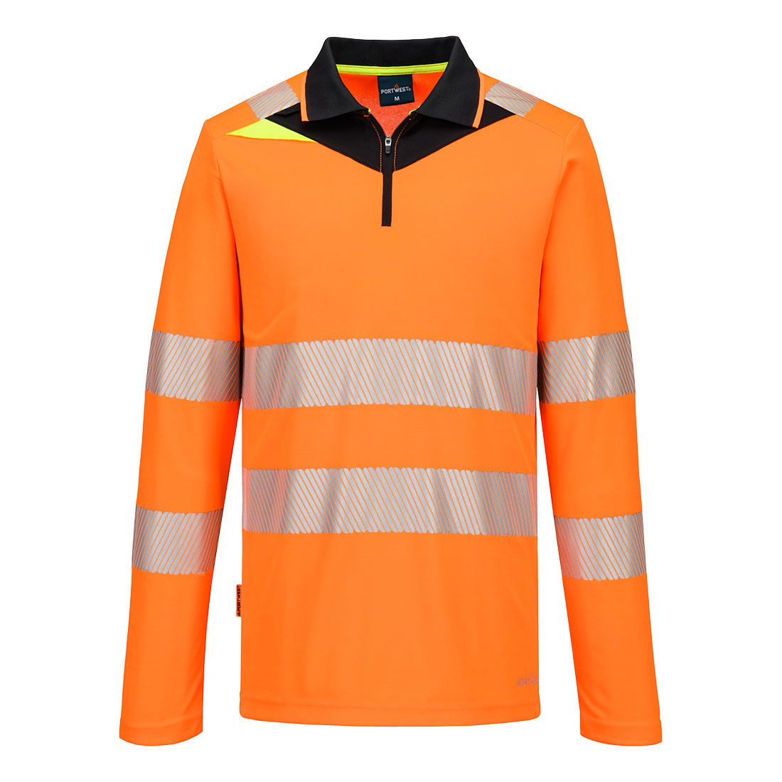 DX419 - DX4 Hi-Vis Zip Polo Shirt L/S Orange/Black, Yellow/Black