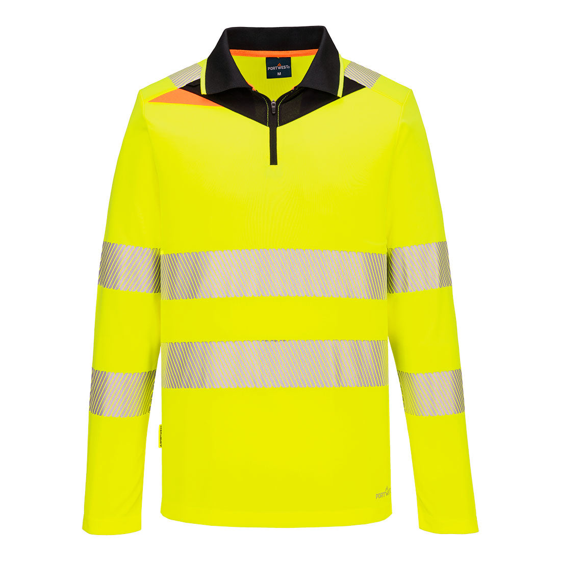 DX419 - DX4 Hi-Vis Zip Polo Shirt L/S Orange/Black, Yellow/Black