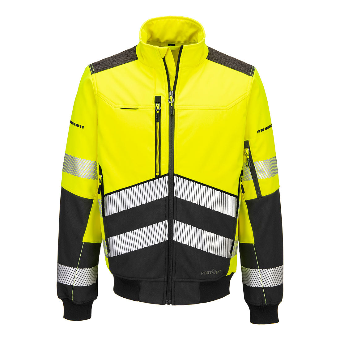 EV468 - EV4 Hi-Vis Softshell Bomber (3L) Orange/Black, Yellow/Black