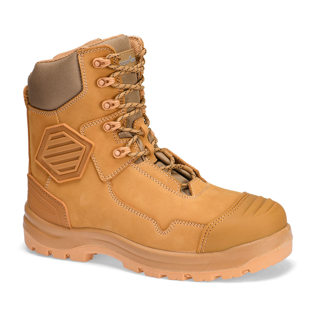 FD22 - Composite Leather Shin Boot S3S HRO FO SC HI CI AN LG SR Black, Wheat
