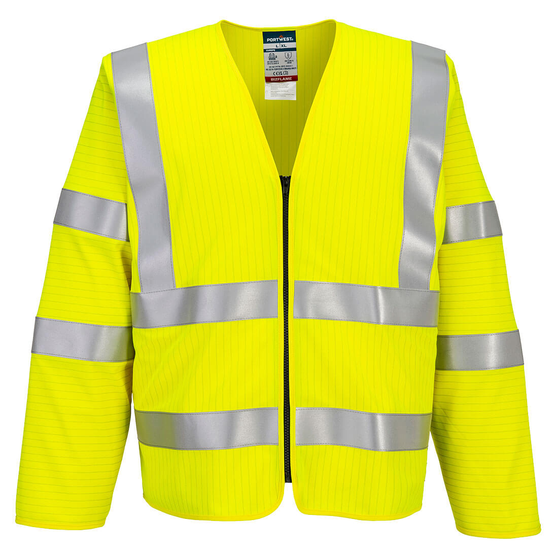 FR616 - Bizflame Hi-Vis FR Long Sleeve Zip Vest Yellow