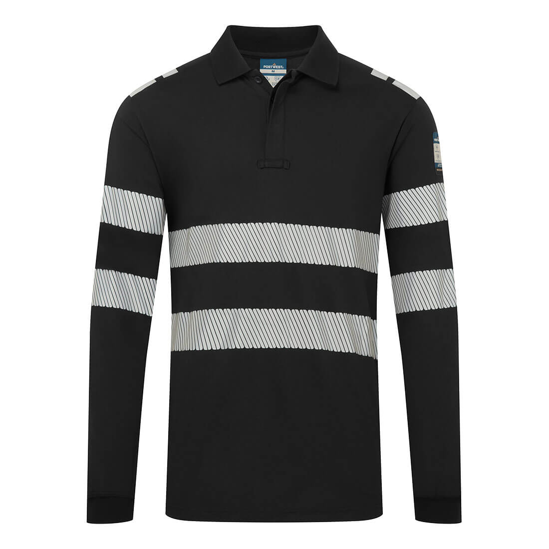 FR733 - PW3 Modaflame Knit FR Long Sleeve Polo Shirt Black