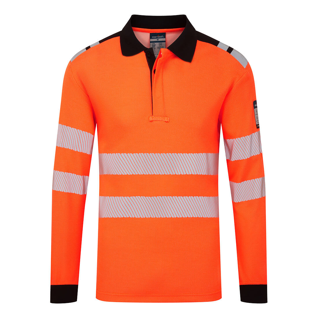 FR734 - PW3 Modaflame Knit HVO FR Long Sleeve Polo Shirt Orange/Black
