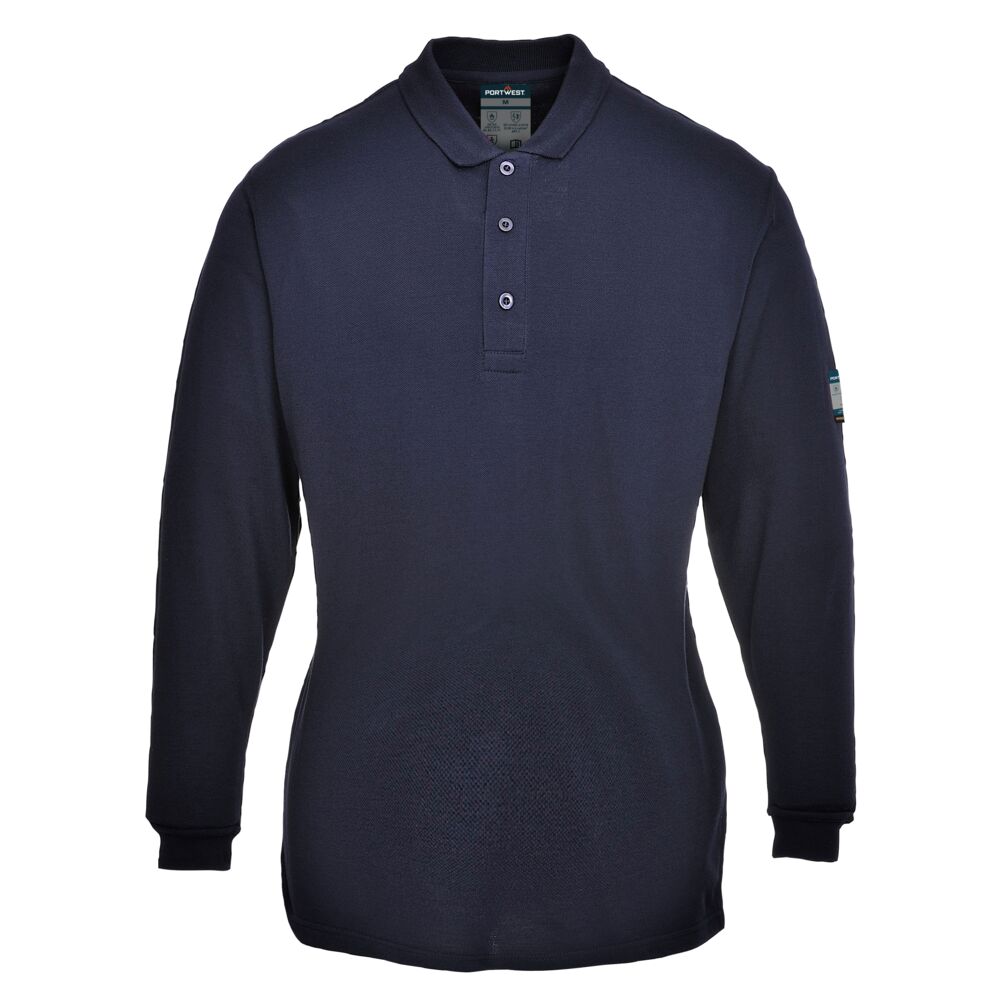 FR758 - Modaflame Knit FR Women's Long Sleeve Polo Shirt Navy