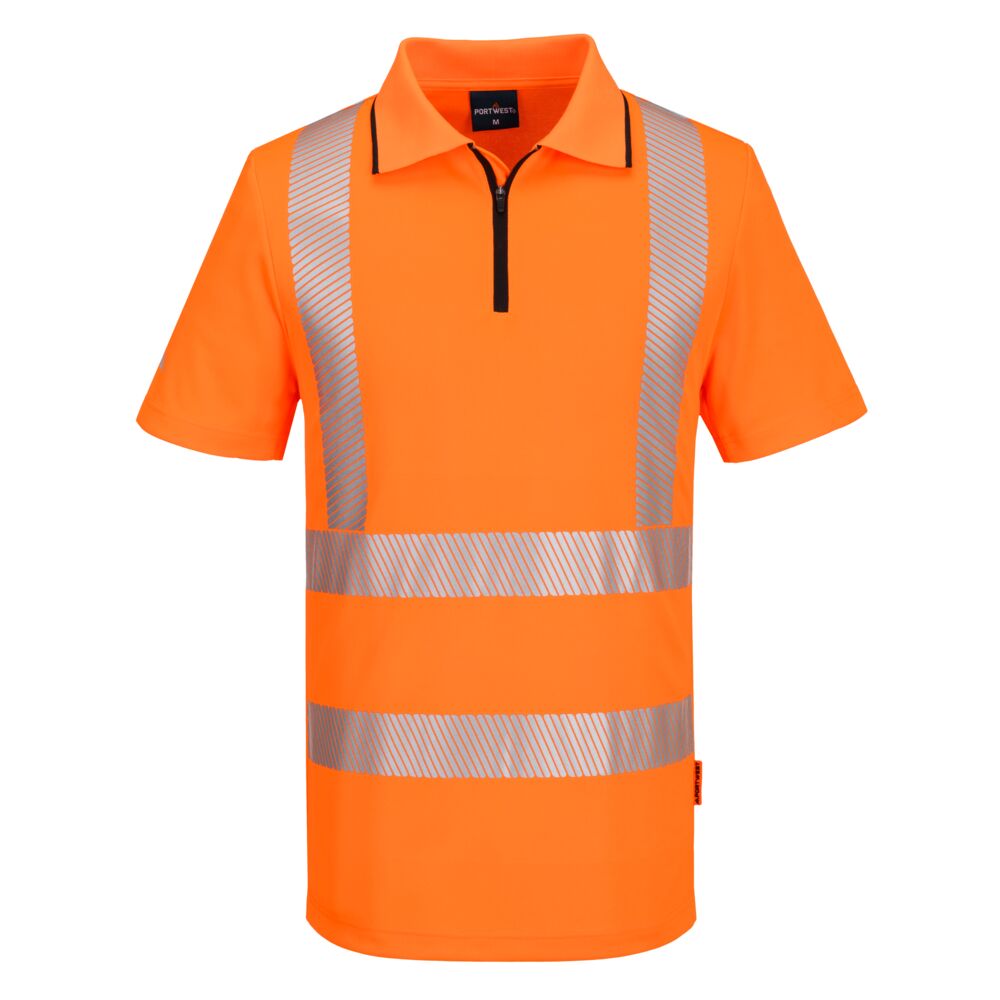 KX302 - KX3 Sport Hi-Vis Zip Polo Shirt S/S Orange, Yellow