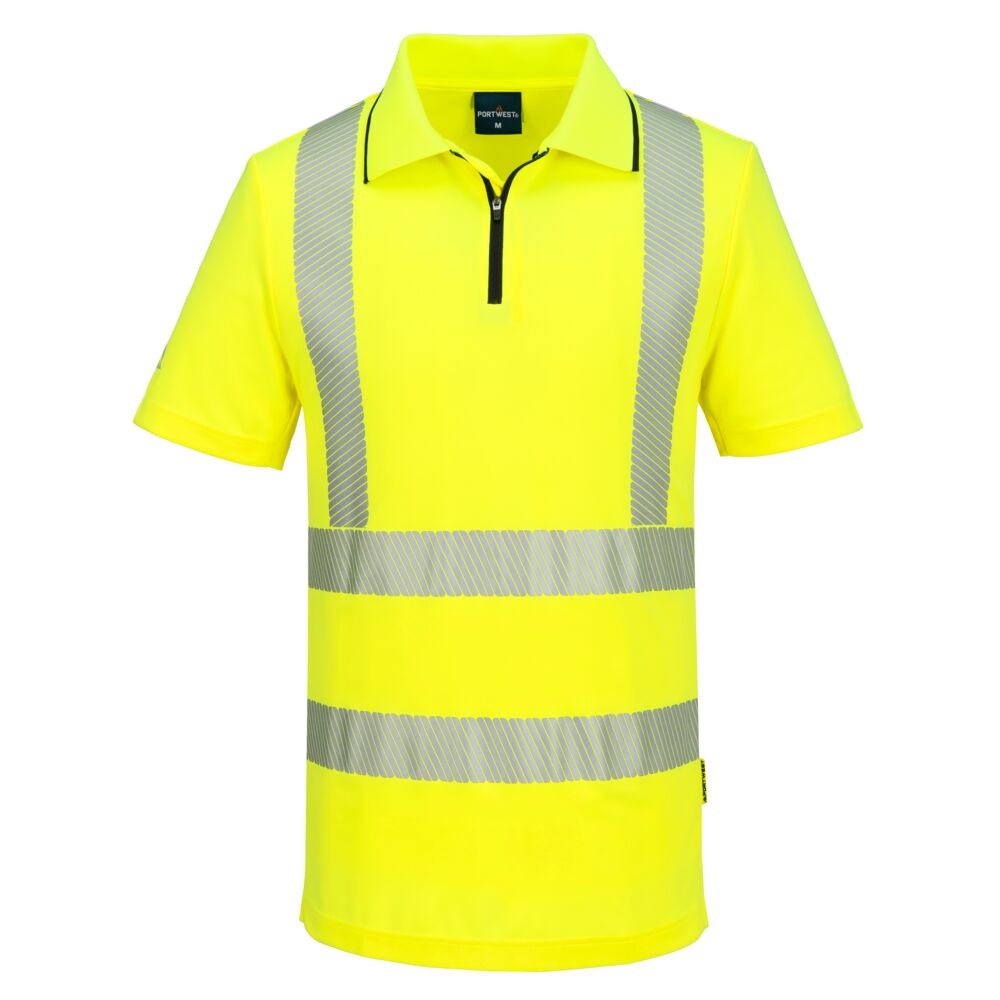 KX302 - KX3 Sport Hi-Vis Zip Polo Shirt S/S Orange, Yellow