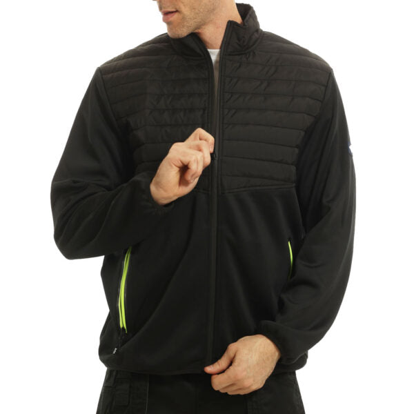 Lee Cooper LCJKT460BLK Padded Work Jacket – Thermal Quilted, Hi Vis Zip Pockets, Wind-Resistant - BLACK
