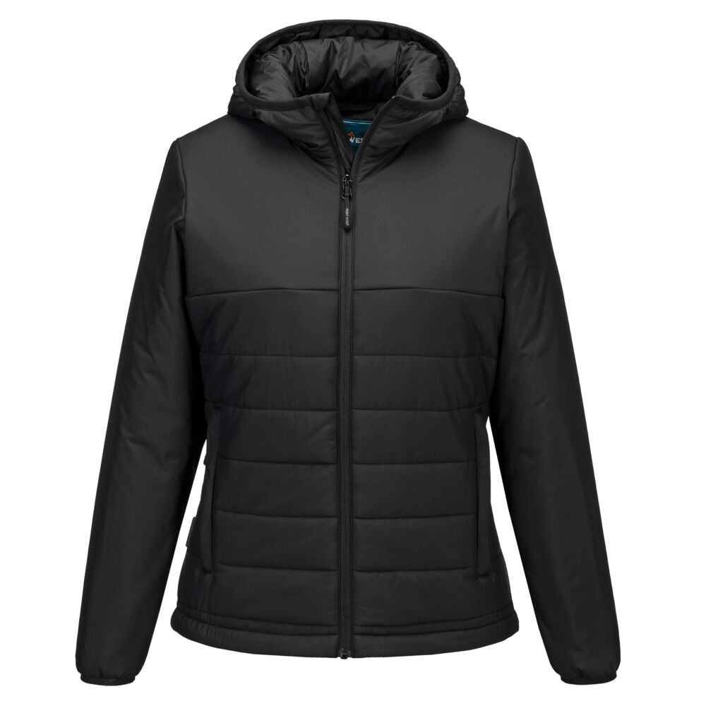 Professional Women's Hooded Insulated Baffle Jacket - S613, Black, Metal Grey, Navy