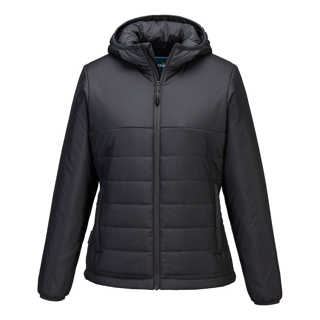 Professional Women's Hooded Insulated Baffle Jacket - S613, Black, Metal Grey, Navy