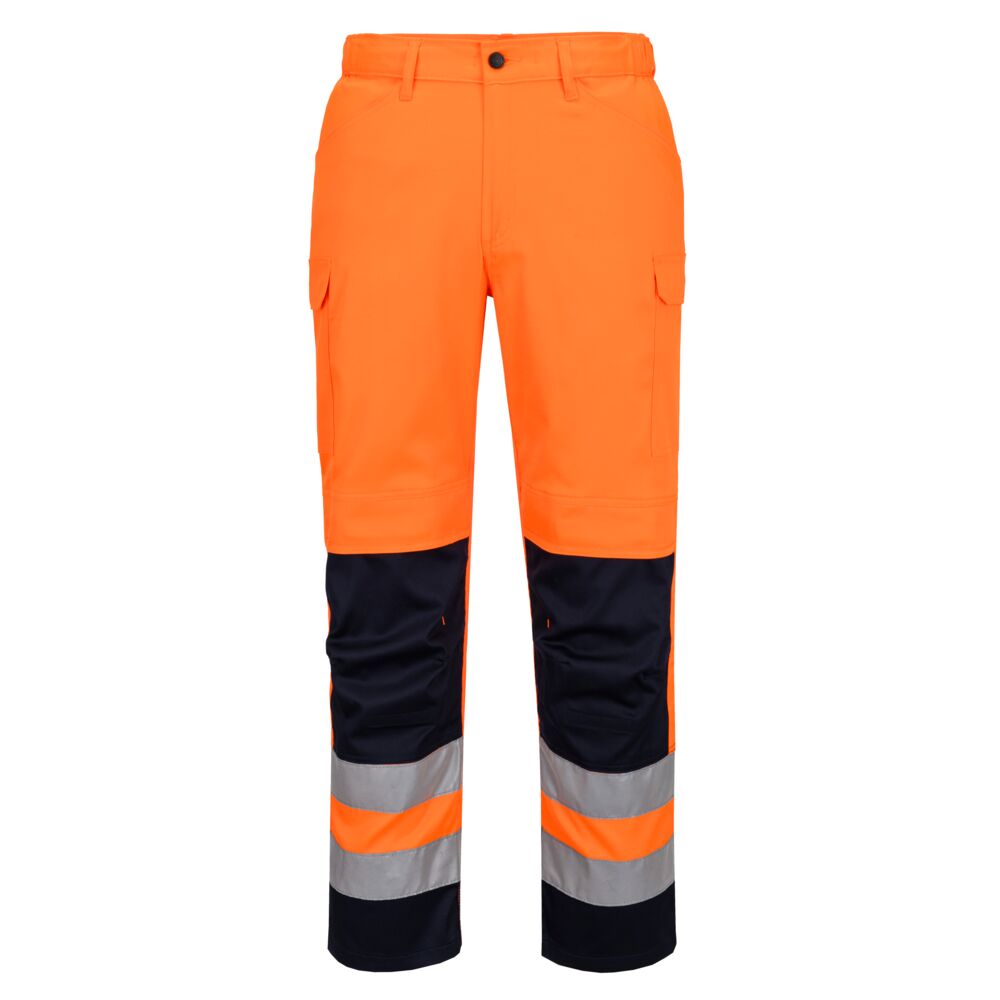 T143 - Hi-Vis Mesh Panel Trousers Orange/Navy, Yellow/Navy