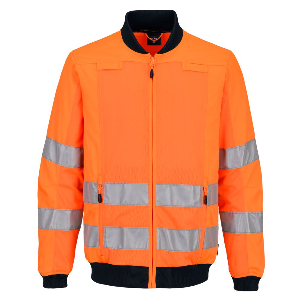 T164 - Hi-Vis Mesh Panel Work Jacket Orange/Navy, Yellow/Navy