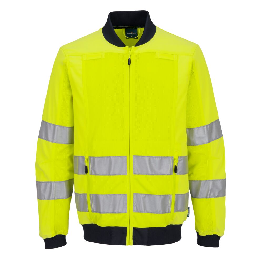 T164 - Hi-Vis Mesh Panel Work Jacket Orange/Navy, Yellow/Navy