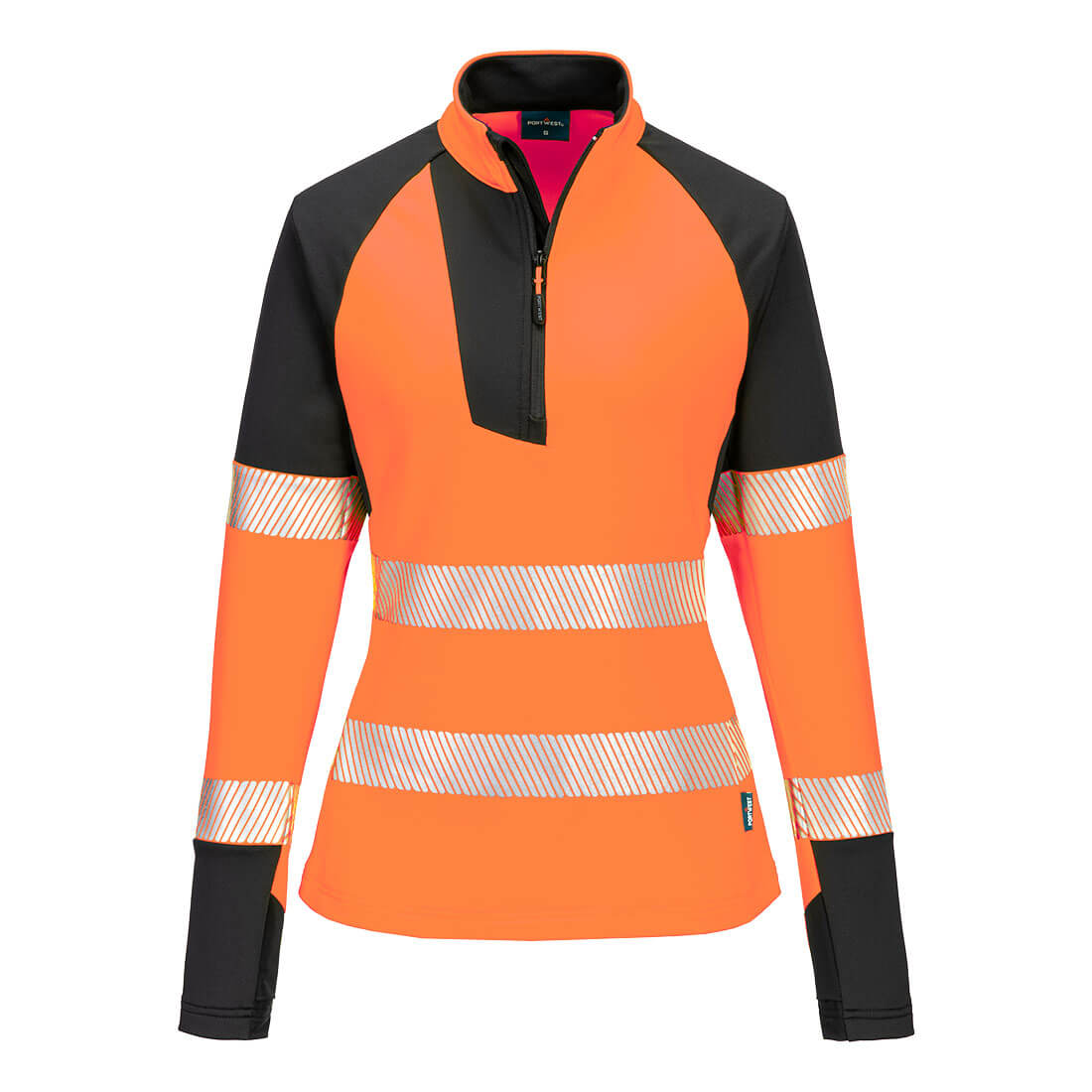 T173 - PW3 Hi-Vis Women's 1/4 Zip Sweatshirt Yellow/Black Orange/Black