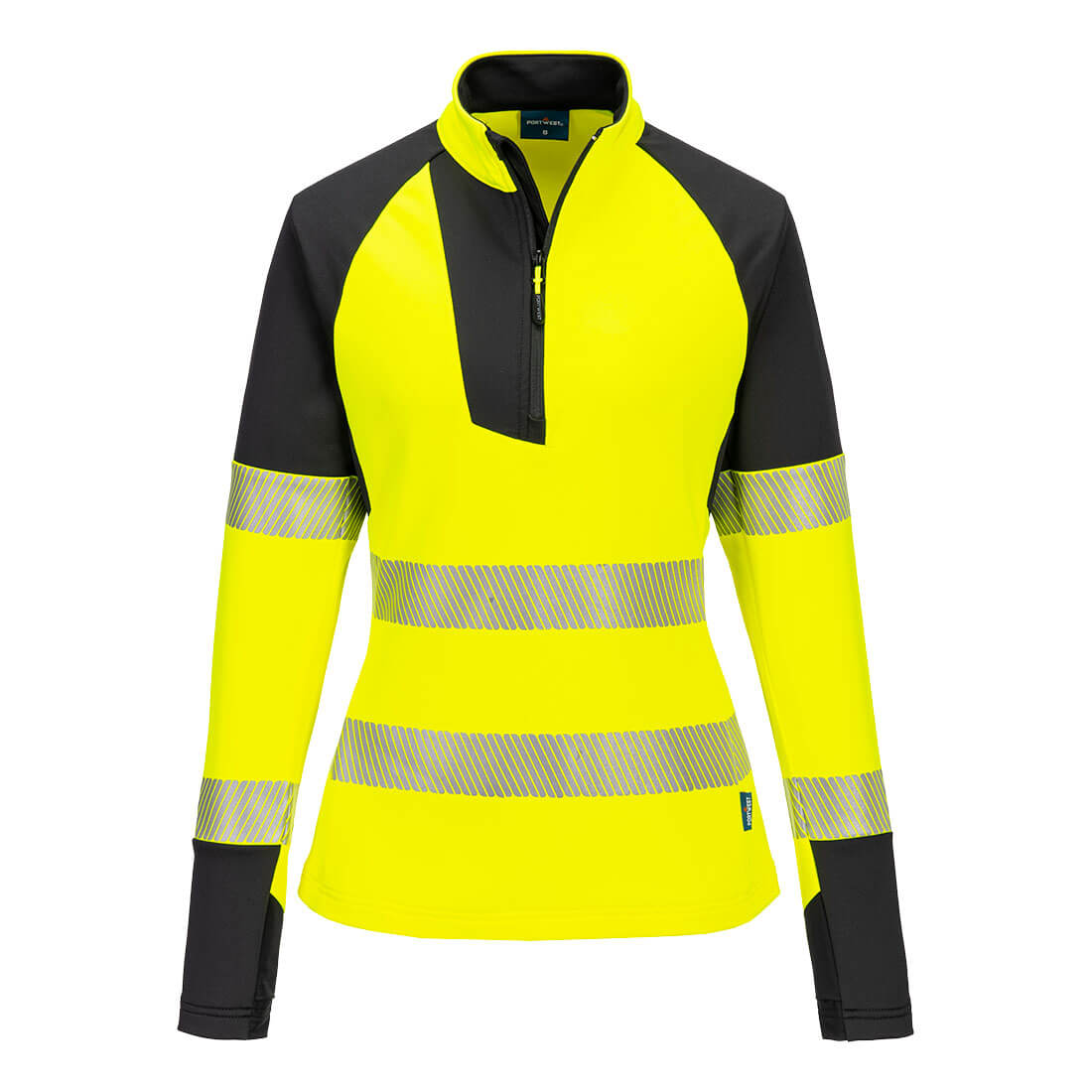 T173 - PW3 Hi-Vis Women's 1/4 Zip Sweatshirt Orange/Black Yellow/Black