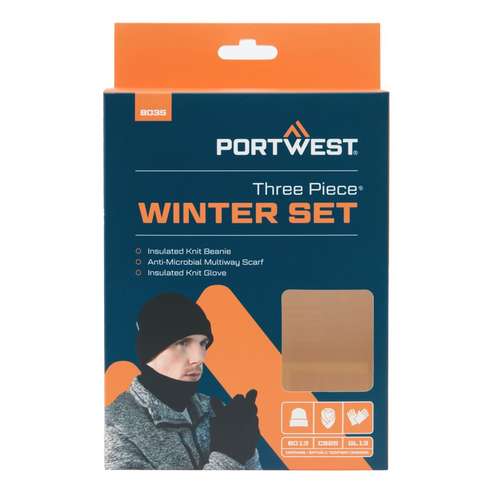 Portwest B035 - Winter Accessory Set (3pcs) Black