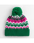 Retro Ski Beanie with Fair Isle Pattern, Fleece Lining & Pom Pom