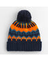 Retro Ski Beanie with Fair Isle Pattern, Fleece Lining & Pom Pom
